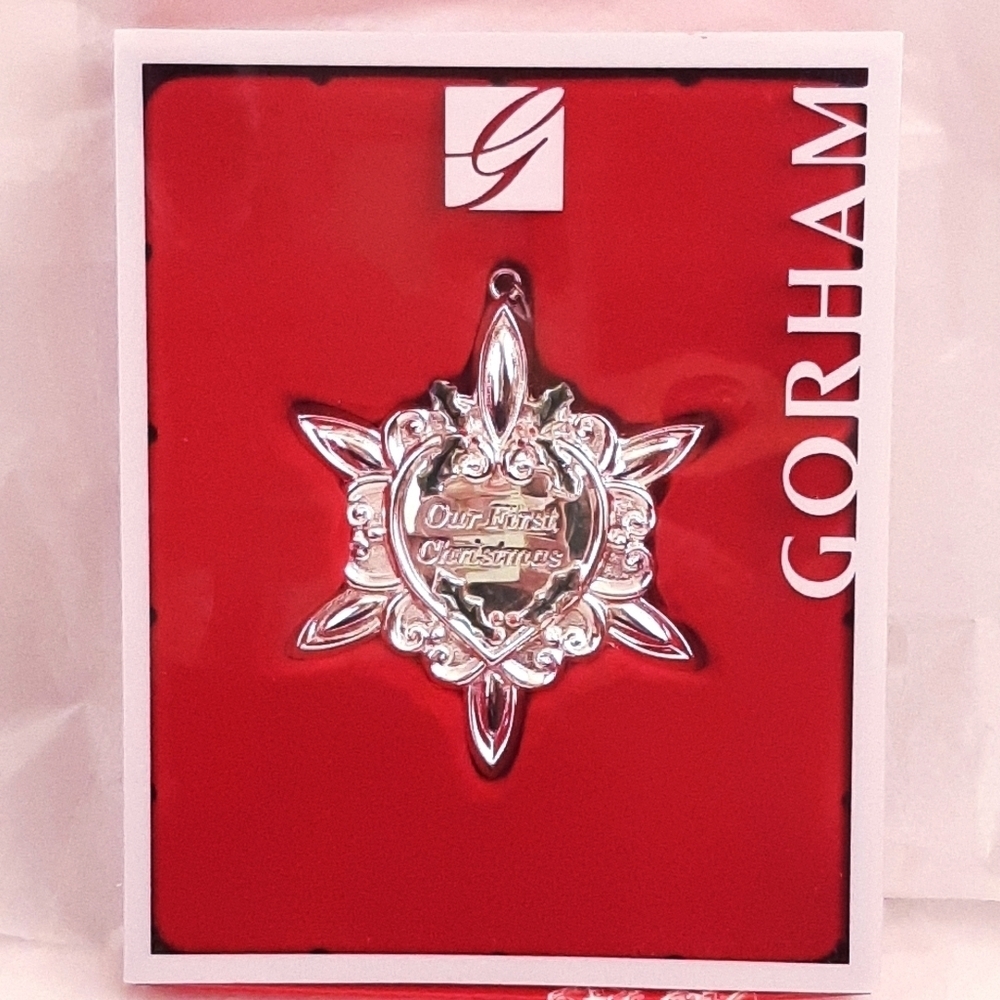2006 Gorham Silver Our First Christmas Ornament with box & hanger NWT